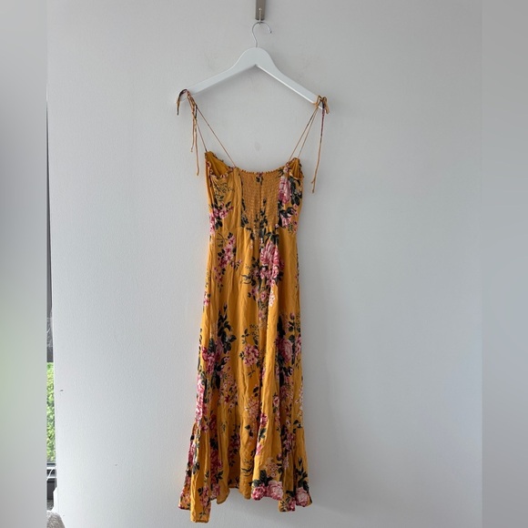 REFORMATION Enya Yellow Floral Midi Dress 4 - Picture 6 of 7